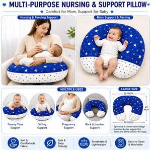 Royal blue multi-purpose baby nursing support pillow 28x22 inch for feeding tummy time and sitting