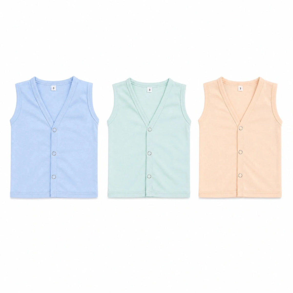 Pack of 3 Baby Sando Banyan Soft Cotton Summer Vests
