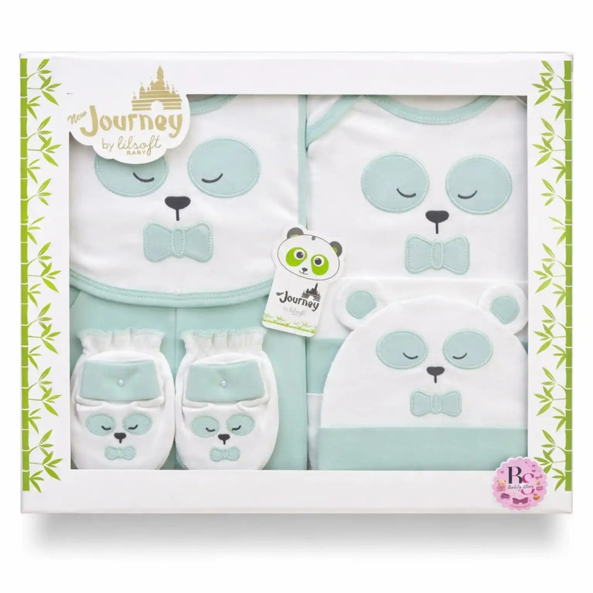 10 Pcs Newborn Baby Starter Set in Mint Green with Soft Interlock Cotton for 0 to 3 Months