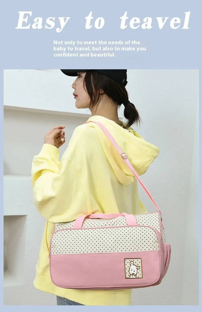 Baby Diaper Bag Set – Maternity & Travel Organizer (5-Piece) - Pink