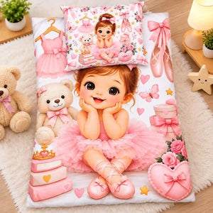 Ballerina Girl Baby Bedding Set with Matching Pillows and Pink Nursery Design
