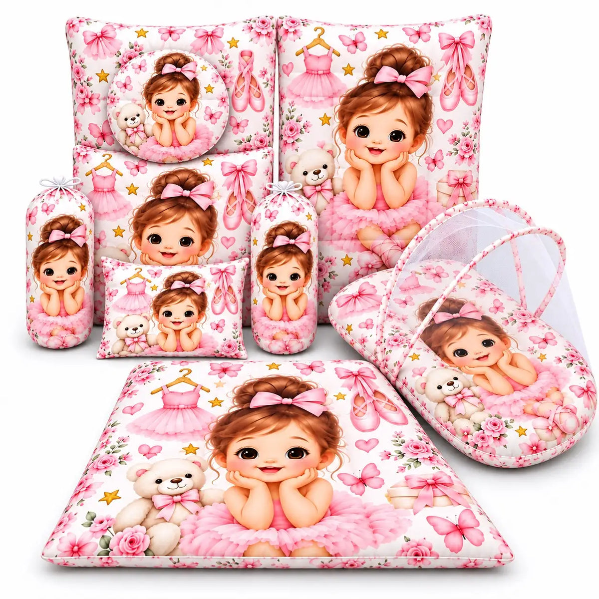 8-Piece Baby Bedding Set with Mosquito Net and Carry Nest Ballerina Girl Pink in Pakistan
