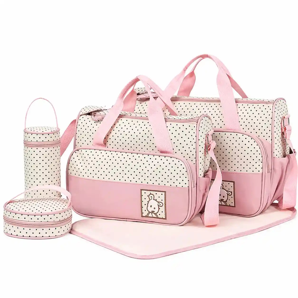 Baby Diaper Bag Set – Maternity & Travel Organizer (5-Piece) - Pink