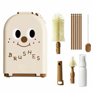 Portable Baby Bottle Cleaning Brush Kit with Storage Box Silicone Bottle Brush and Cleaning Accessories
