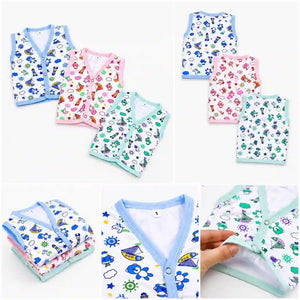 Pack of 3 lightweight baby cotton vests in multicolor printed designs