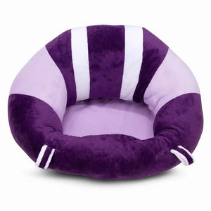 Purple and lavender plush baby sitting support chair front view
