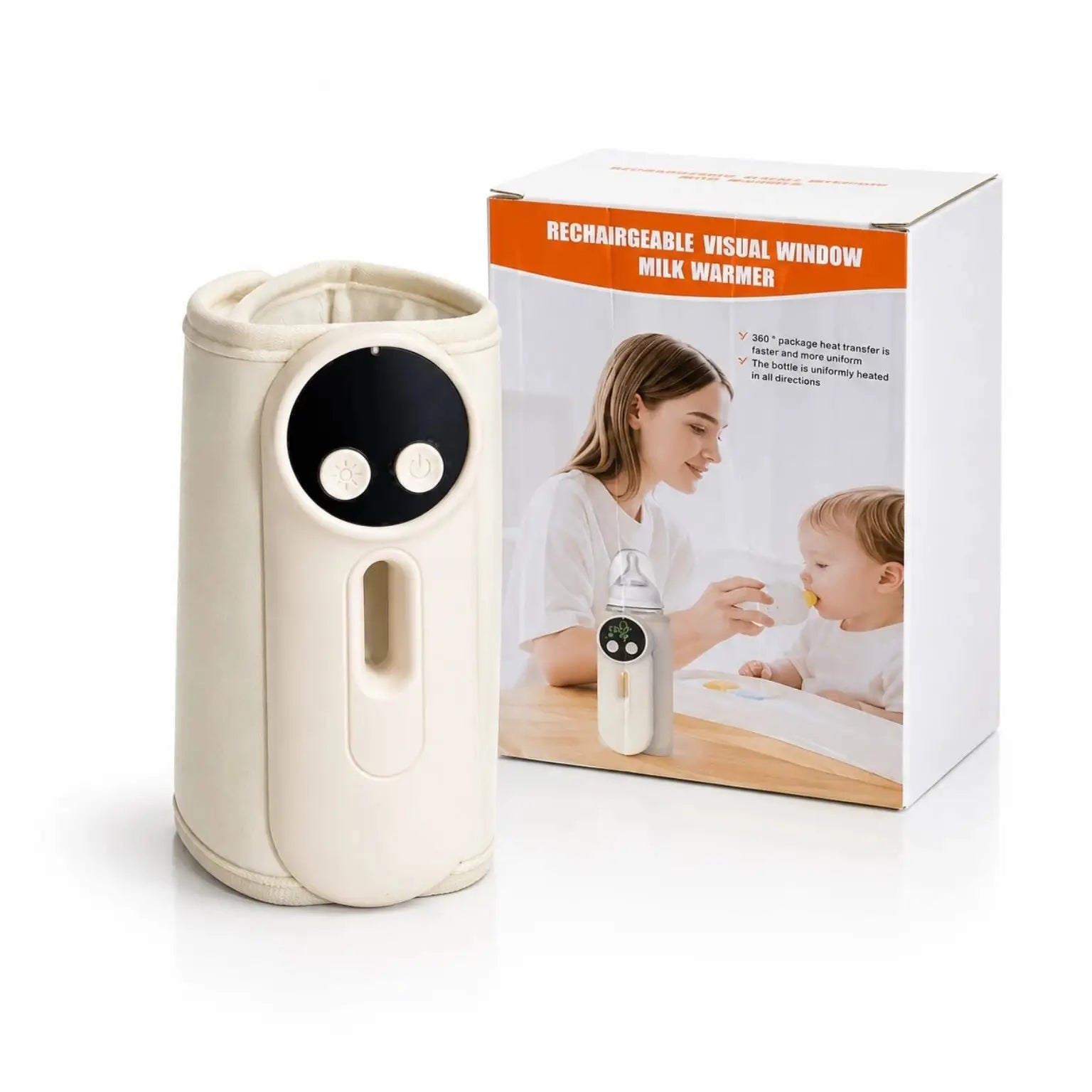 Rechargeable Portable Baby Milk Bottle Warmer with Digital Display and Box Packing