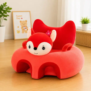Red fox baby plush sitting support sofa with soft velvet fabric and supportive backrest for babies