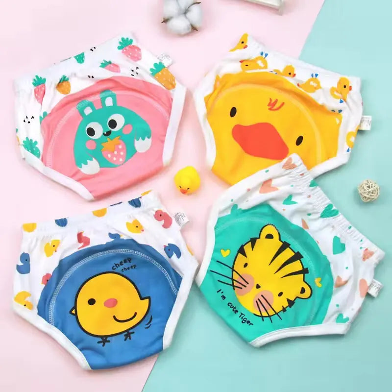 Reusable baby potty training pants in multiple cartoon designs