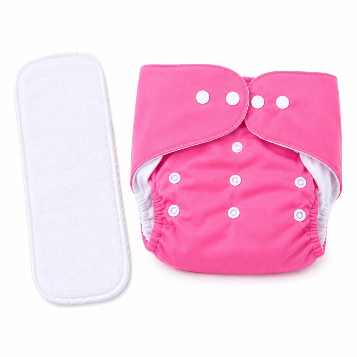 Pink reusable cloth diaper with absorbent insert
