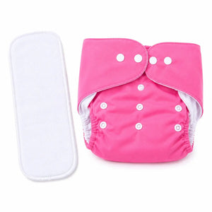 Pink reusable cloth diaper with absorbent insert