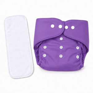Purple reusable cloth diaper with absorbent insert