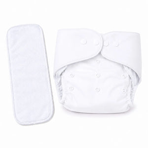 White reusable cloth diaper with absorbent insert 
