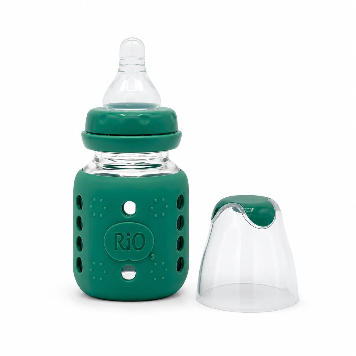 RiO baby feeding bottle with silicone protective sleeve and cap – Green