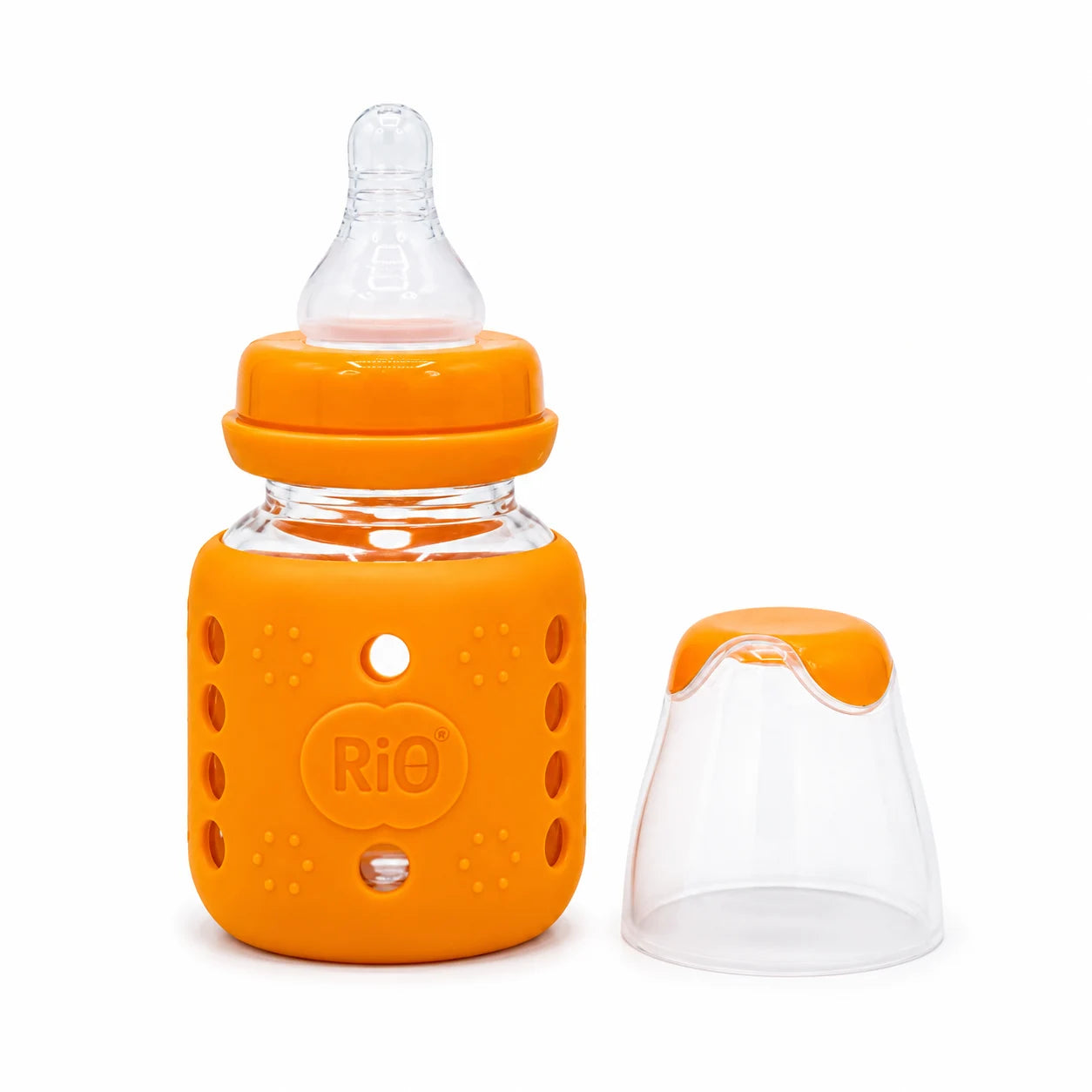 RiO baby feeding bottle with silicone protective sleeve and cap – Orange