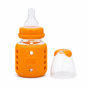 RiO baby feeding bottle with silicone protective sleeve and cap – Orange