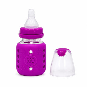 RiO baby feeding bottle with silicone protective sleeve and cap – Purple
