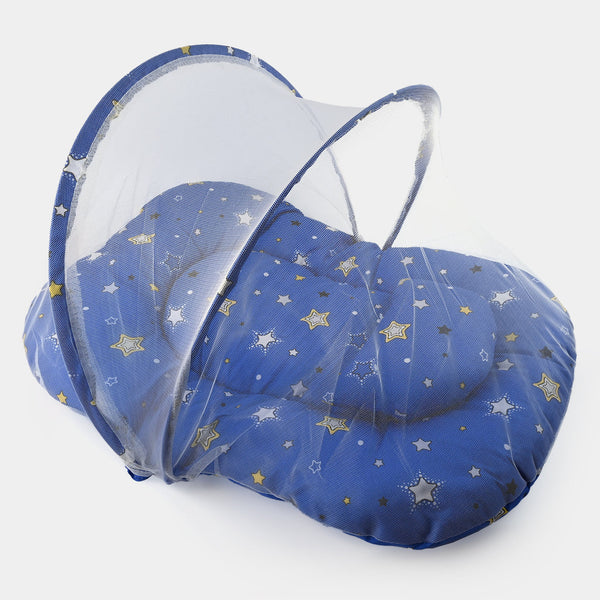 Baby Carry Nest with Pillow & Full Mosquito Net Blue – Soft Open Style Newborn Sleeping Nest in Pakistan