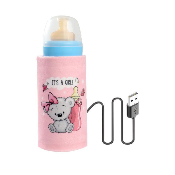 Compact and travel-friendly baby milk warmer cover designed to maintain the ideal milk temperature. Feeder not included. Available in "It's a Girl" and "It's a Boy" designs.