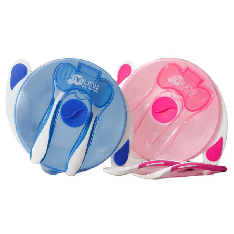 Mumlove Sweet Baby Suction Feeding Bowl with Child Fork & Spoon Sets - BPA Free