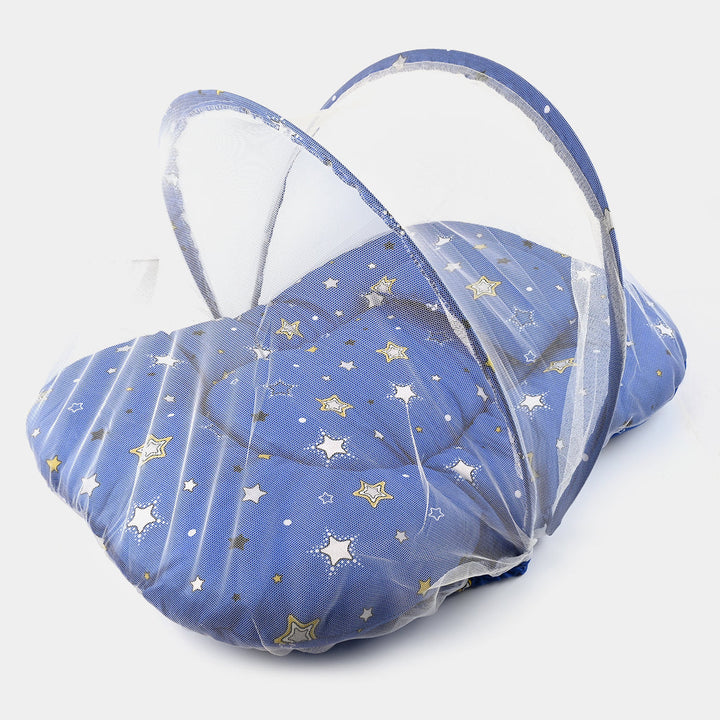 Baby Carry Nest with Pillow & Full Mosquito Net Blue – Soft Open Style Newborn Sleeping Nest in Pakistan