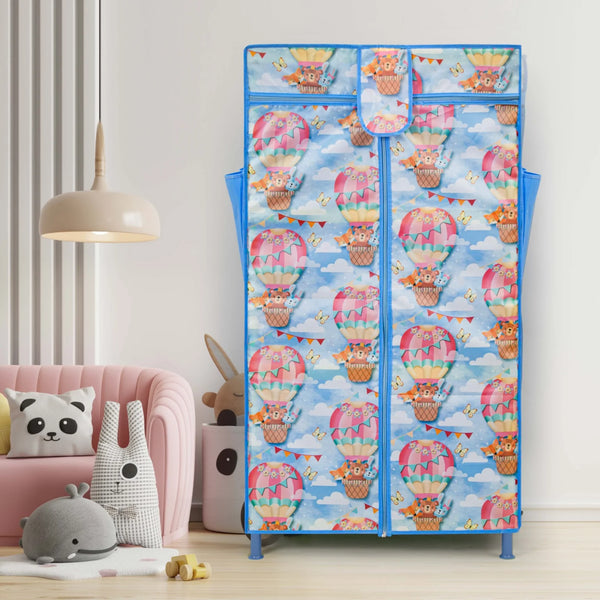 Lightweight baby foldable wardrobe with multiple compartments for storage