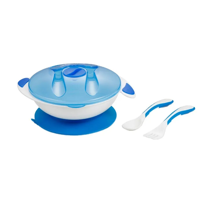 Mumlove D6313-A baby suction bowl set with a spill-proof design, BPA-free material, and included spoon & fork. Durable, shock-resistant, and perfect for mess-free feeding.