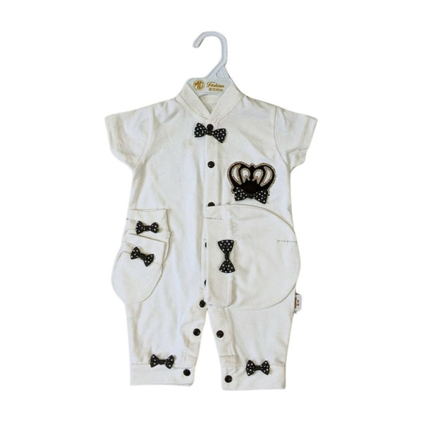 Elegant White Turkey Romper Set with a matching cap and mittens. Made from soft, high-quality fabric for ultimate baby comfort. Available in sizes 0-3, 3-6, 6-9, and 9-12 months.