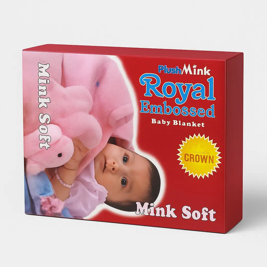 Royal embossed baby blanket retail packaging