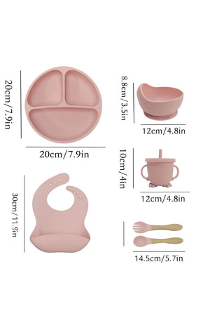 Silicone baby feeding set 8-piece included items and product details