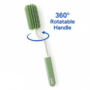 Silicone baby bottle brush with 360-degree rotatable handle