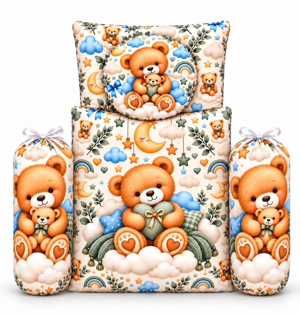 8-Piece Baby Bedding Set with Mosquito Net and Carry Nest Teddy Bear Print in Pakistan