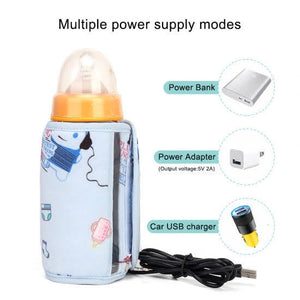 USB baby bottle warmer with multiple power supply modes including power bank adapter and car charger