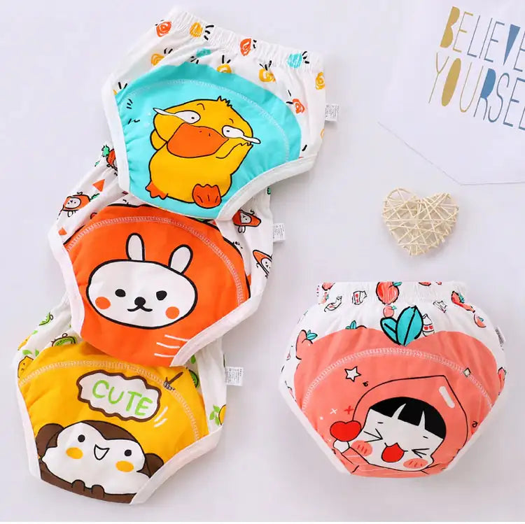 Waterproof baby training pants with assorted cute cartoon prints