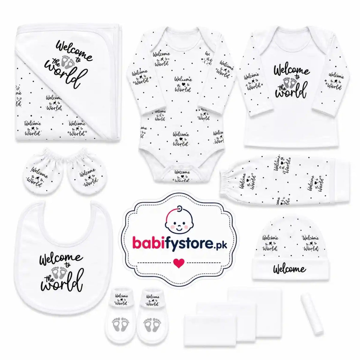 12 Pcs Welcome to the World Newborn Baby Starter Set with Clothing and Accessories