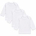 Pack of 3 white full-sleeve baby inner vests in soft interlock fabric