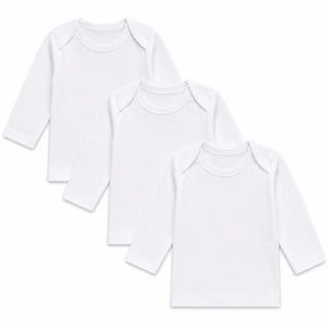 Pack of 3 white full-sleeve baby inner vests in soft interlock fabric