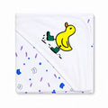 White baby wrapping sheet with colorful duck and animal print