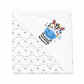White baby wrapping sheet with happy zebra and cute bear print