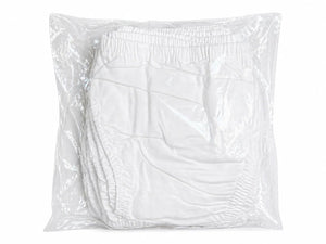 Packaged white baby cotton panties made from soft breathable cotton
